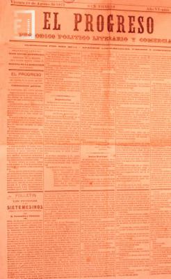Periódico //El Progreso//, 10 de agosto de 1877