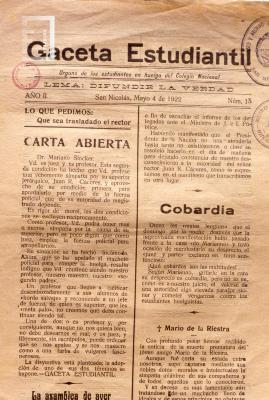 Periódico //Gaceta Estudiantil//, 4 de mayo de 1922, Año II Nº 13