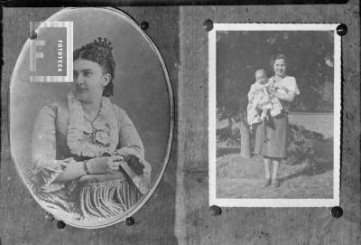 Reproducción retrato de Clara Perotti joven y mujer desconocida con bebé