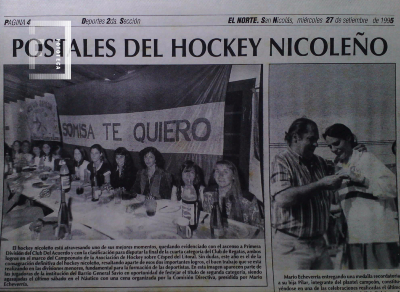 Publicación en diario local - Postales del Hockey Nicoleño