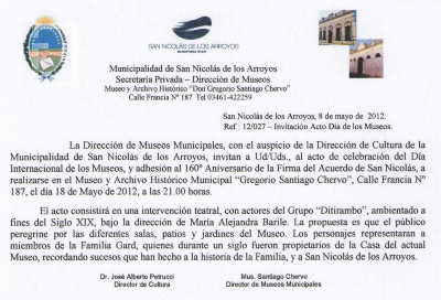 Invitación Acto Día de los Museos