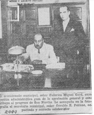 Recorte de diario: Comisionado Municipal Federico Miguel Gard y Secretario Osvaldo Peirano