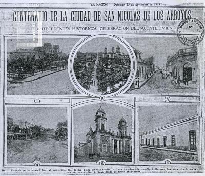 Fotocopia recorte diario La Nación: "Centenario de la ciudad de San Nicolás" con fotos