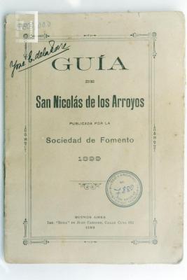 Tapa libro //Guía de San Nicolás de los Arroyos//, Sociedad de Fomento, 1899