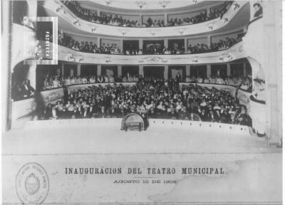 Inauguración del Teatro Municipal, Agosto 10 de 1908, vista de la sala (parte inferior)