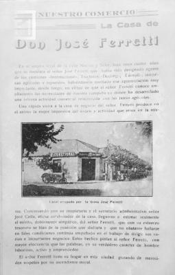 Casa de Don José Ferretti, venta de camiones y máquinas agrícolas, Nación esquina Soler
