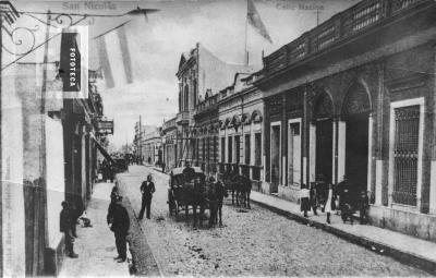 Calle de la Nación (coche: //Mateo//, con yunta de caballos)