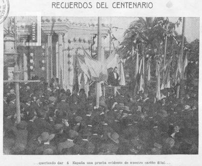 El Dr. A. González Oliver en su discurso el 25 de mayo de 1910, al pie de la columna de la plaza