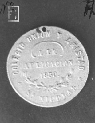 Medalla a la Aplicación, Colegio Unión y Amistad San Nicolás, 1880 (anverso)