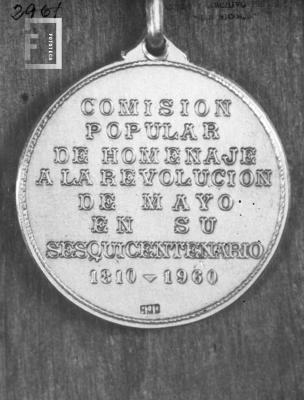 Medalla Homenaje a Revolución de Mayo en su sesquicentenario (reverso)