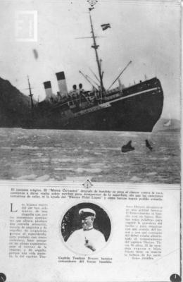 //Monte Cervantes// durante su hundimiento en 1931 (reproducción de impreso)